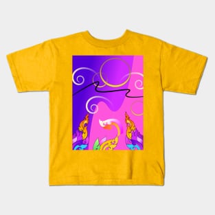 line Thai pattern and brush style Kids T-Shirt